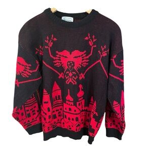 Vintage Brunny Black & Red Sweater Size Medium *Made in USA